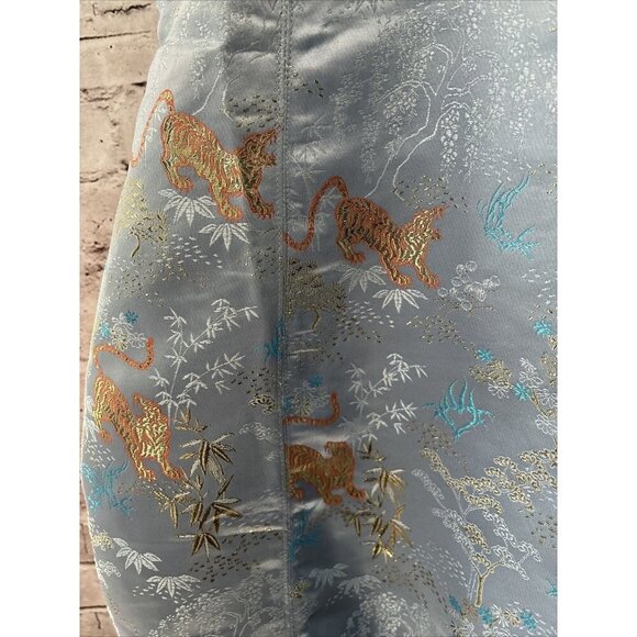 Urban Outfitters Womens M Asian Mini Dress Light Blue Satin Tiger - Picture 2 of 6